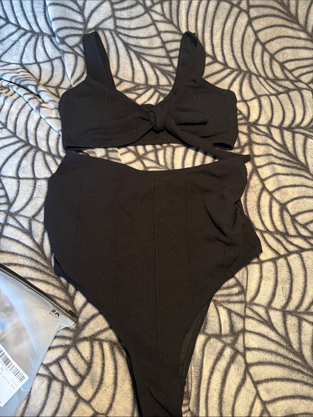 NWOT Black Bikini Bandeau Style High Waist Swimsuit - Size Large